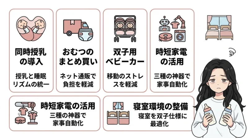 双子育児を楽にするワンオペ時短術と便利アイテム