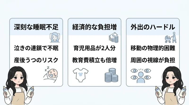双子育児で覚悟すべきデメリット3つ