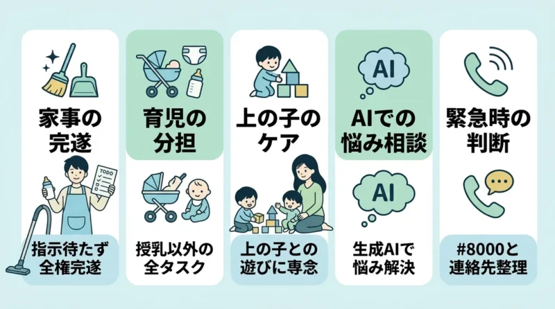 ママを休ませるための育児・家事の具体的タスク