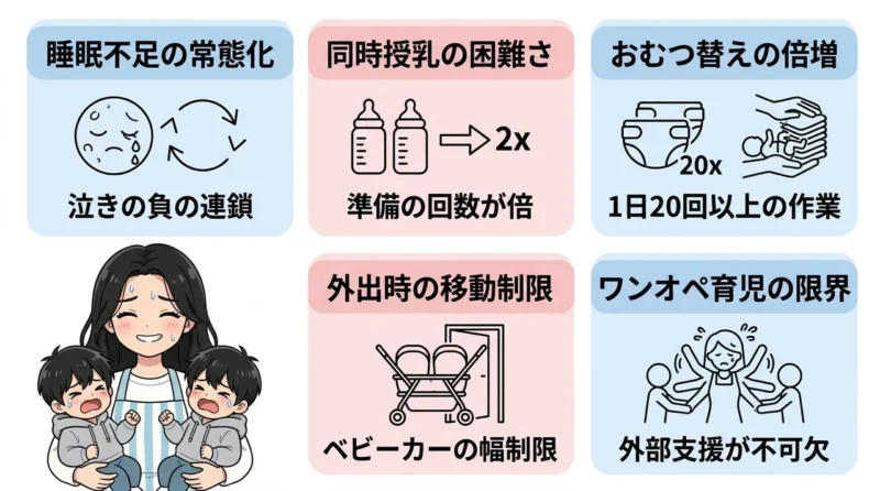 双子育児はどれくらい大変?過酷な現実と理由