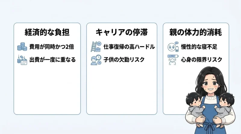 双子育児で直面する具体的なデメリット3つ