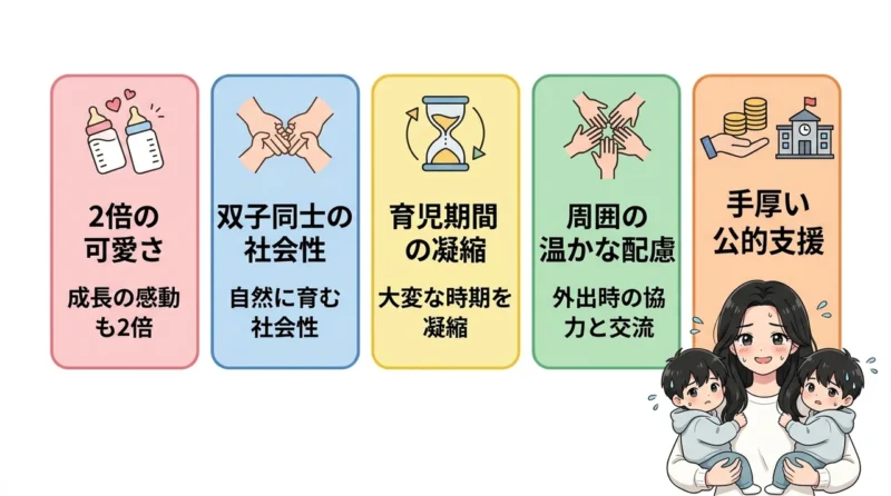 辛さを上回る双子育児のメリット5つ