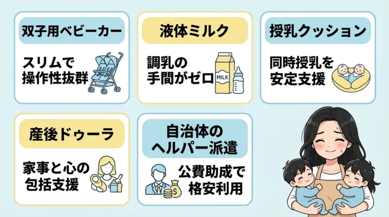 双子育児を楽にする便利グッズと支援5選