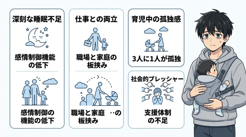 育児中のパパがうつになる主な原因