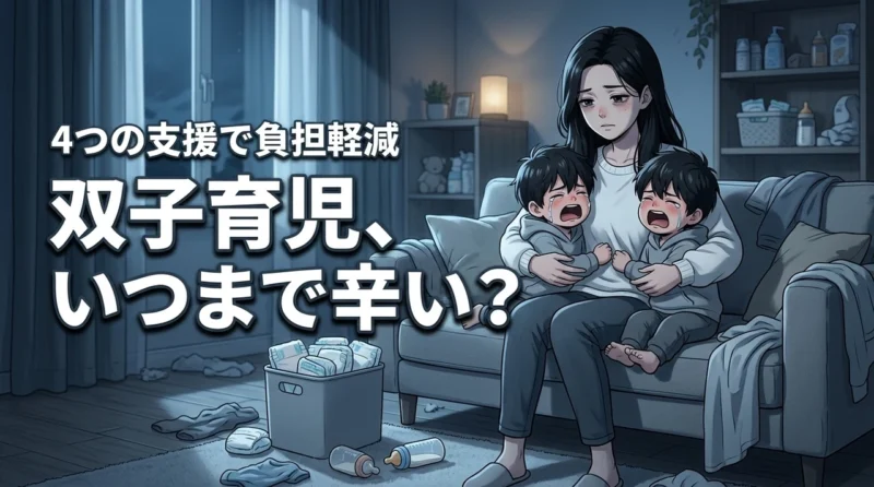 双子育児が辛い時期はいつまで？楽になる目安と負担を減らす4つの支援策を解説