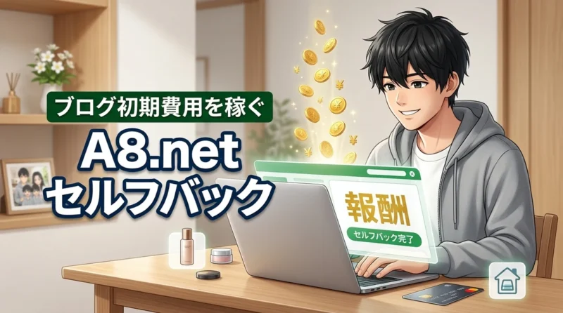 A8.net(エーハチネット)のセルフバックとは？ブログ初期費用を稼ぐ5ステップ