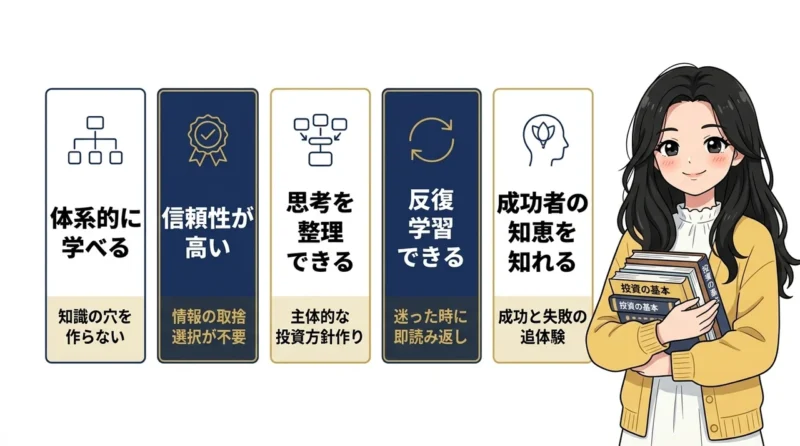 本で投資を学ぶ5つのメリット