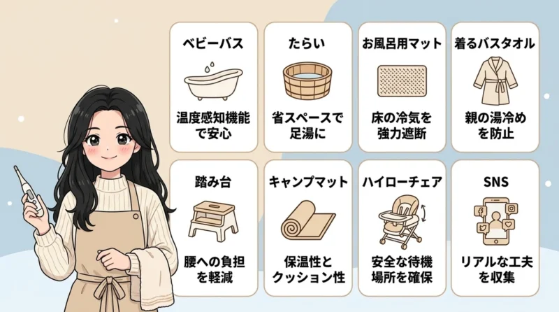 冬の双子沐浴を効率化する便利グッズ8選