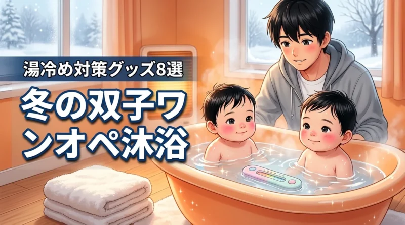 冬の双子をワンオペで沐浴させる手順！便利グッズ8選で湯冷め対策も万全に