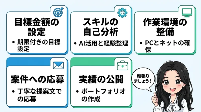 副業初心者が月5万円稼ぐロードマップ