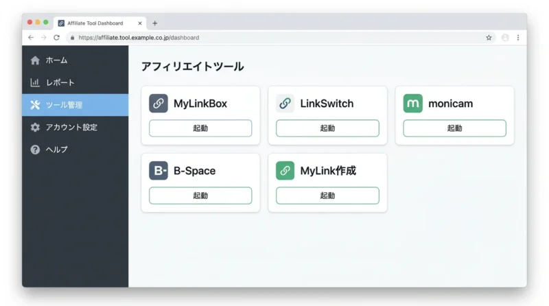 収益を最大化する便利機能の使い方5選の操作画面のイメージ(MyLink・MyLinkBox・monicam)