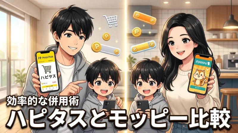 ハピタスとモッピーを比較！ポイ活で損をしないための効率的な併用術を公開（記事のアイキャッチ画像）