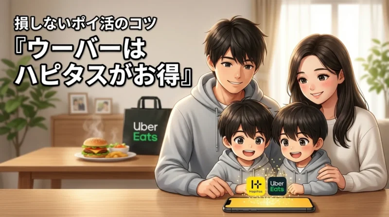 【重要】ハピタスならウーバーイーツが断然お得！損をしないポイ活のコツを伝授（記事のアイキャッチ画像）